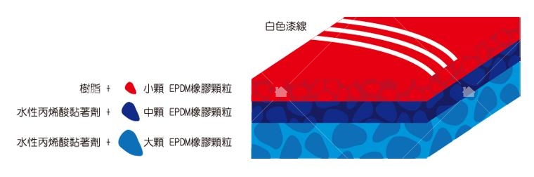 陶氏水性跑道的構成(可隨施工商需求微調內容物)