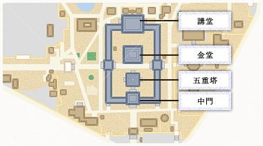 四天王寺主結構本圖引用自四天王寺官網